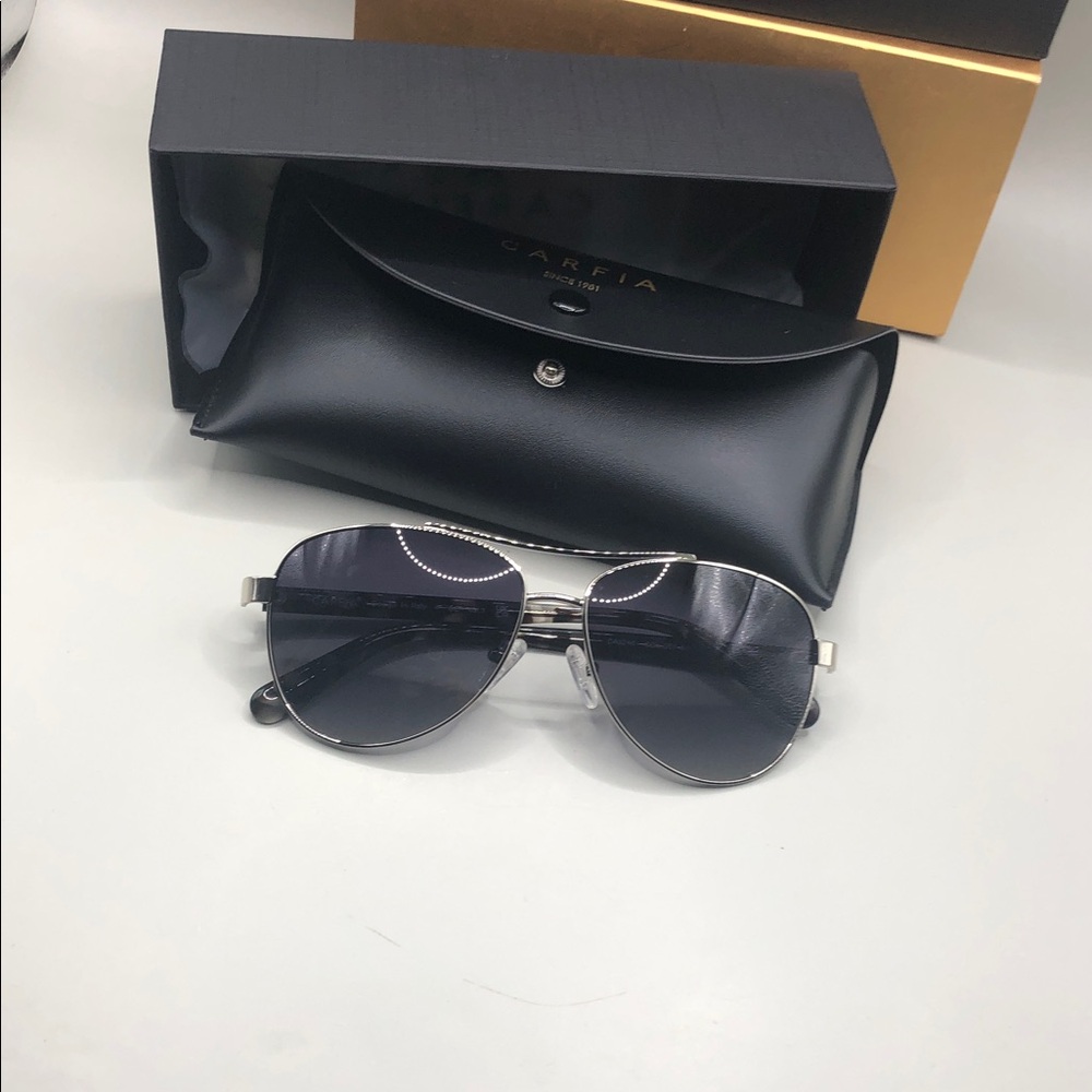 Carfia Poptart CA3216 Aviator Sunglasses Polarized Silver Gray Gradient NEW